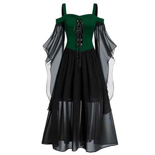 Halloween Damas Renacimiento Medieval Gótico Bruja Disfraz Vestido Elegante Juegos con disfraces - Imagen 17 de 17
