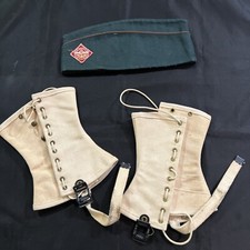 Vintage 1950 Boy Scouts of America White Explorer Leggings Spats Large & Cap