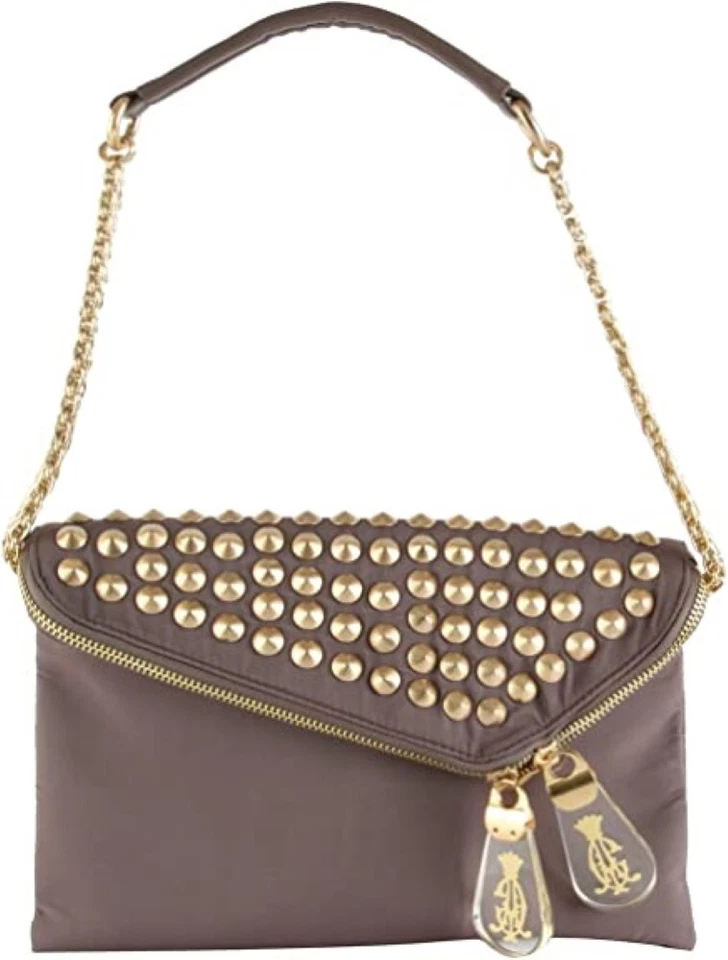 Bolso de Hombro Christian Audigier Bitsey Tono Dorado Tachonado CA Firma Taupe Foto 2 de 4