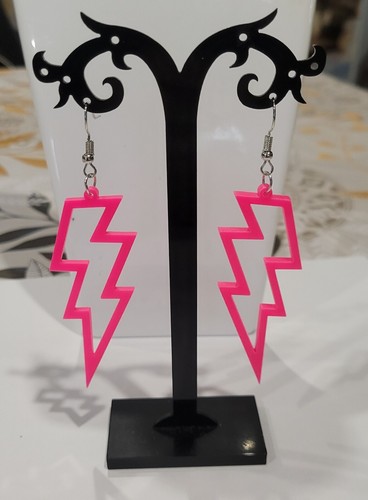 Boucles D'oreilles Goujon Fluo Disco Rétro Années 80 - Vert Et Rose Acrylique