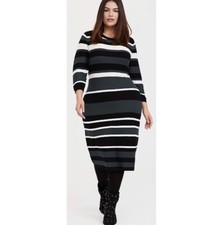 TORRID Green White Black Midi Sweater Dress Size 2