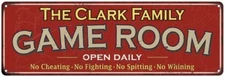 The Clark Family Personalized Red Game Room Metal Sign 106180038158