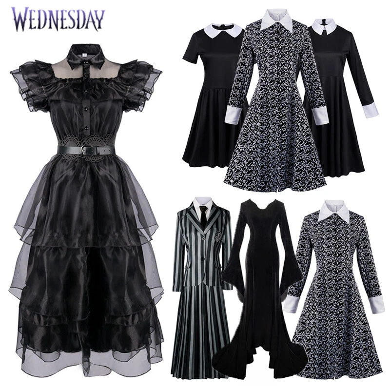 Wednesday The Addams Family Cosplay Costume Halloween Outfit Carnival Suit