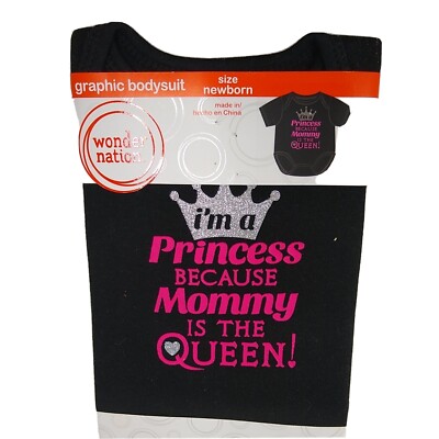 Wonder Nation 1 Piece I'm a Princess Mommy is the Queen Newborn Snap Crotch  New
