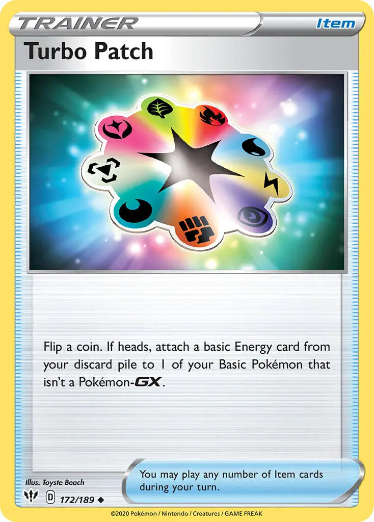 Turbo Patch 172/189 Uncommon Darkness Ablaze Pokemon Card - NM Near Mint