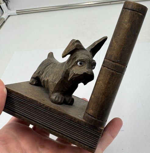 Buchständer Bücherstützen Holz Handarbeit vintage Scottie Hund Schnitzarbeit x - Bild 3 von 6