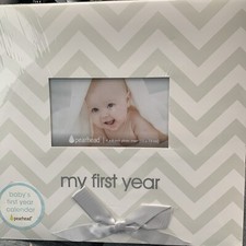 Pearhead Baby's First Year Calendar Track Every Milestone and Memory Gray...