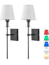 Wall Light Battery Operated Sconce Set Of 2 not Hardwired Black With Remote