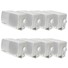 8x Pyle PLMR24 3.5'' 200W Max Power 3-Way Weather Proof Mini Box White Speakers