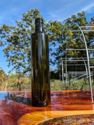 12/CS Green Glass Oil Vinegar Bottles 17 Oz w/ Tamper Evident Pour Screw Caps