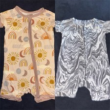 Little Sleepies Bamboo Shorty Zippy 6-12 Months Boho Suns Marble daywear