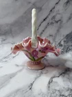 Fenton Basket  Iridescent Rosalene Hand Painted Tulips Legacy Collection - Read!