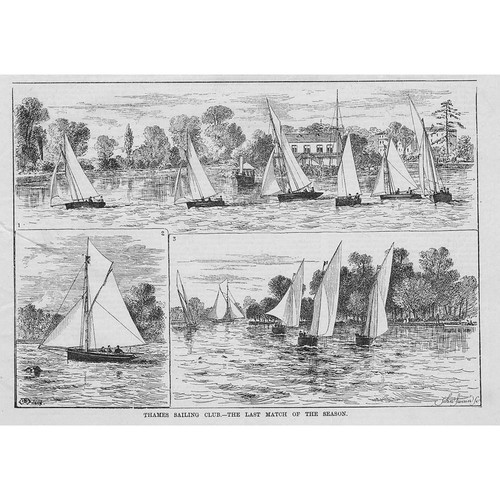 Thames Sailing Club Last Match of the Season - Antique Print 1883