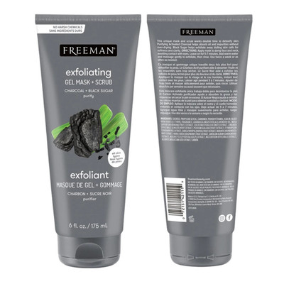 Freeman Charcoal Black Sugar Polishing Mask Scrub 175ml New Vegan Detox EXP 2028