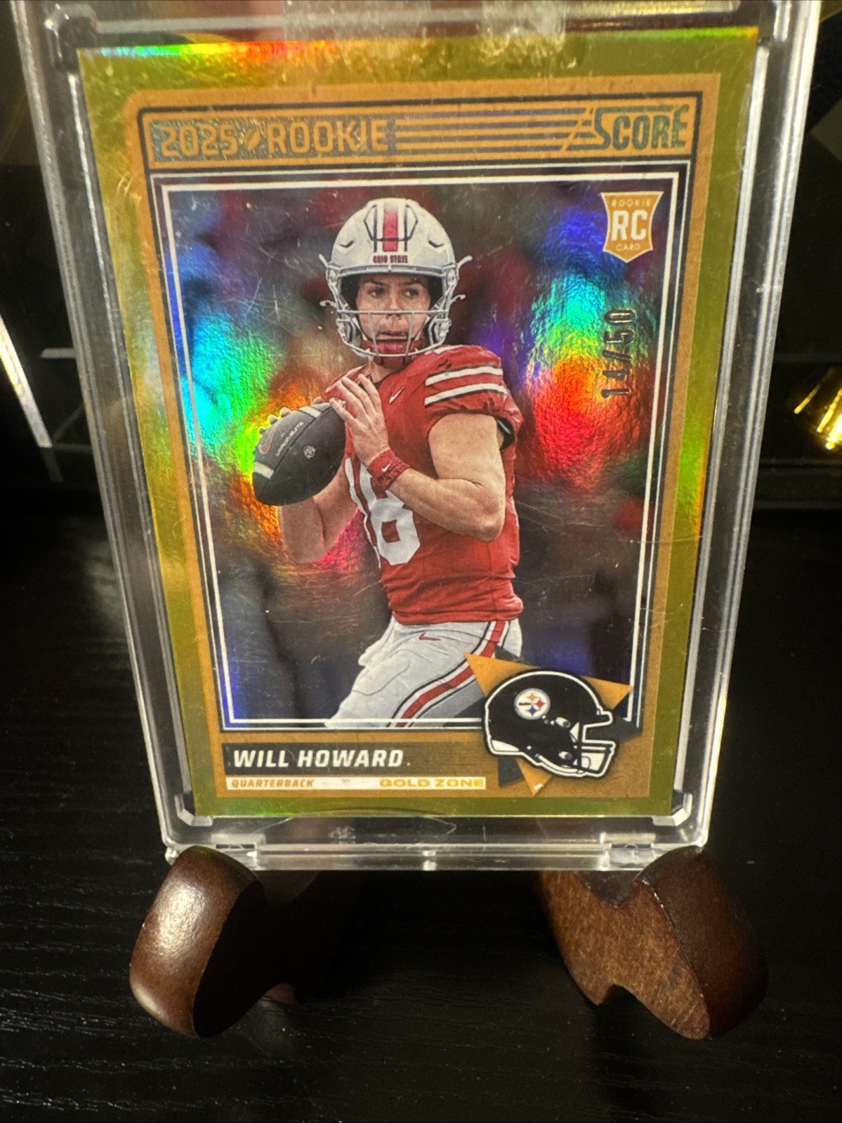 2025 Score #3 Will Howard RC Gold Zone #/50 - Steelers