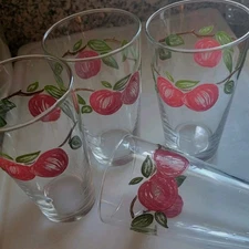 4 Vintage Franciscan APPLE 6 1/8" Glass Iced Tea Tumblers
