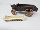 Vintage Playmobil Wagon & Canoe Lot – Brown Horse Cart Wagon + Tribal Canoe