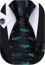 Fun Animal Ties for Men Designer Handkerchief Cufflink WOVEN Casual Necktie Set