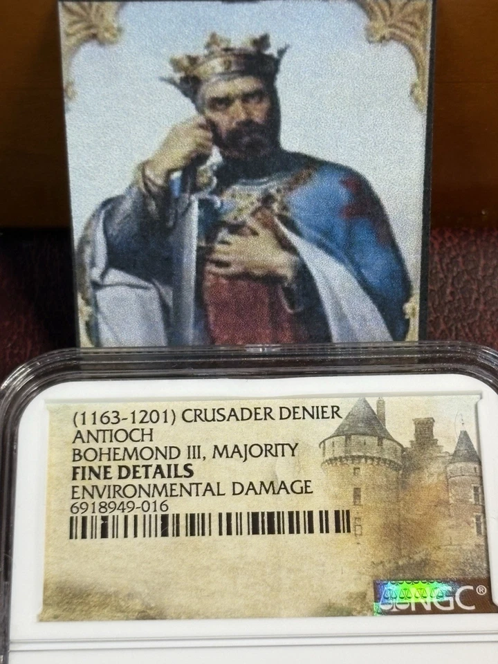 CRUZADOS, Antioquía. Bohemond III, mayoría. Denier de plata CC204 1163-1188AD NGC Foto 2 de 4