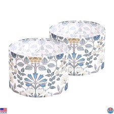 Charming 2-Pack Floral Print Drum Lamp Shades 13"x13"x10" for Table  Floor