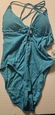 Lucky Women's Size S Golden Wave One Piece Swimsuit in Aquashella Blue NWT