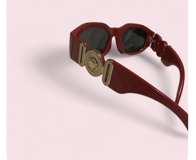 Versace Medusa Biggie Red Geometric Sunglasses Black Tinted Lens Designer