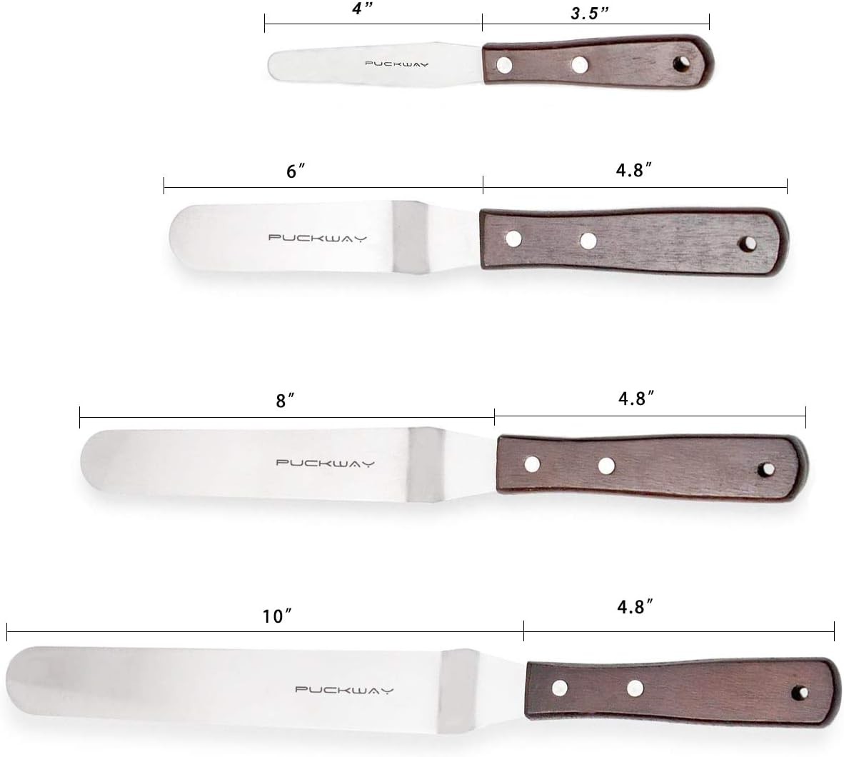 Offset Cake Icing Spatula Set of 4- 4 inches, 6 8 10 inches 