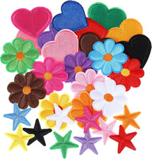 30 Pcs Embroidered Iron on Patches for Clothing Assorted Styles Flower Heart Sta