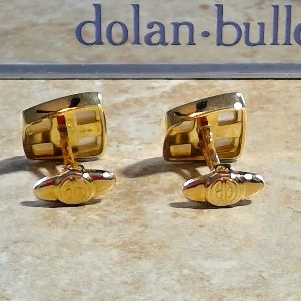 VESTIDO BULLOCK DOLAN NEGRO 14K amarillo oro alabastro gemelos $1300 Foto 3 de 4