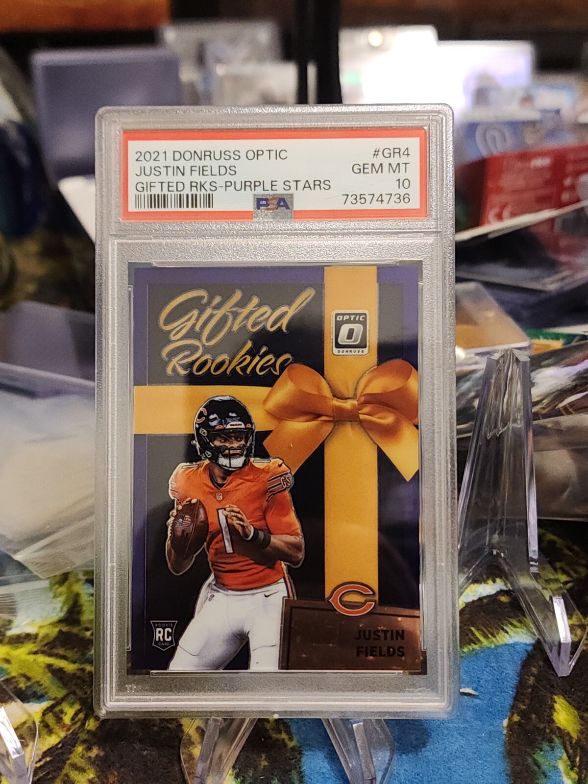 2021 Donruss Optic Justin Fields Gifted Rookies Purple Stars Prizm RC #/25 FOTL