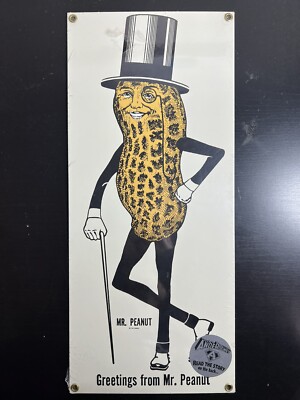 AndeRooney　看板 Mr Peanut Porcelain Enamel Sign - Ande Rooney Vintage Nabisco 1993