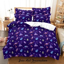 3D Spaceship Astronaut Pattern Quilt Cover Set Bedding Sets Pillowcases Queen