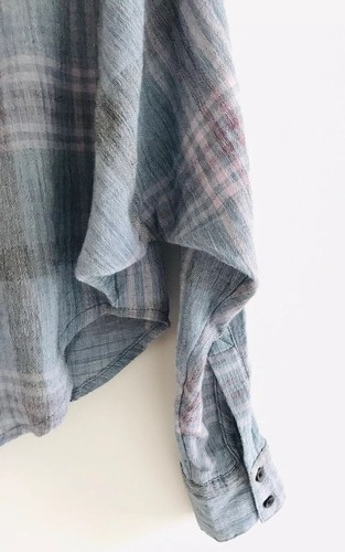 Camisa Free People Cutie Cuadros Mujer Talla XS Gris Botón Cuello Frontal Camisa - Imagen 8 de 10