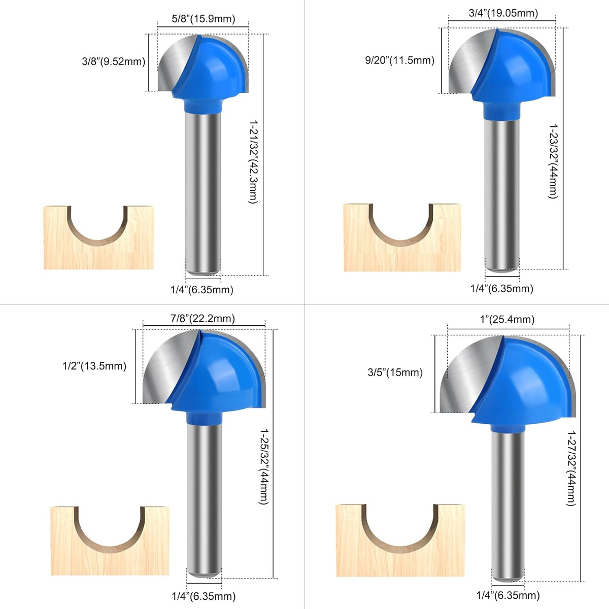 Snijdiameter 1/4 Tot 1/2 Inch 4pcs 1/4