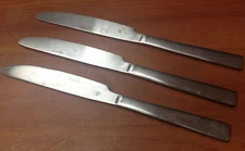 Stainless Essential Home Target 3 Dinner Knives Sleek Plain Flat Tip WEAR As Is