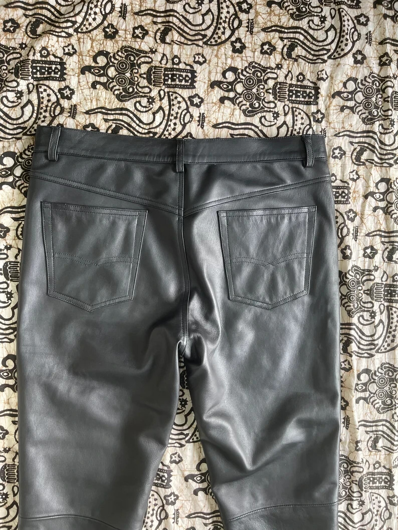 NEW Men's Black Embossed Python Leather Pant | eBay