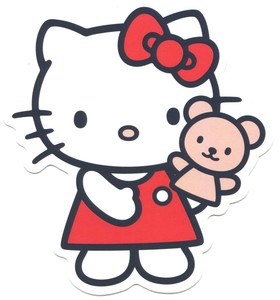 hello kitty holding teddy