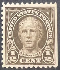 Scott#: 551 - Nathan Hale ½¢ 1925 BEP single stamp MOG F/VF - Lot 12