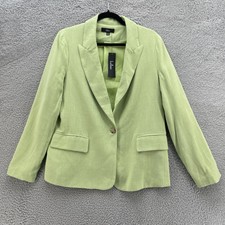 Lulus Blazer Women Small S Bold Touch Lime Green Linen Blend Preppy Jacket