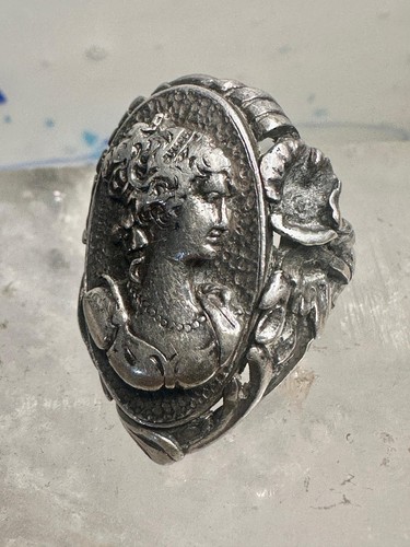 Kamee Ring Viktorianisch Floral Figurativ Damengesicht Gr. 5 Jugendstil Sterling Sil - Bild 10 von 13