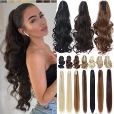 100% Real Pony Tail Long Thick Claw Ponytail Clip Hair Extensions As Human Lady