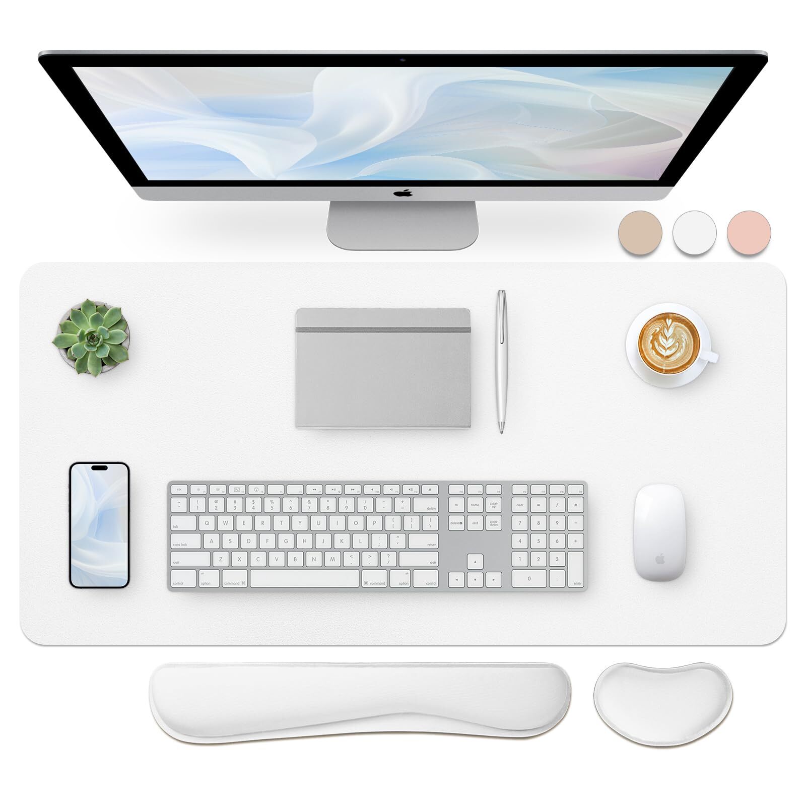 Leather Desk Pad and Keyboard Wrist Rest Large Mouse Pad + Keyboard Pad+Mouse...