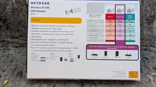 NetGear Wireless-N 300 USB WiFi Adapter Model WN111 300Mbps 2.4 GHz - Picture 13 of 15