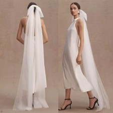 Tulle wedding veil bridal bow tie with comb minimalist style white simple