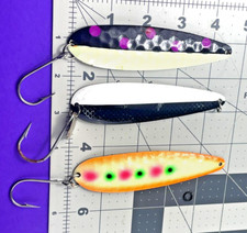 Lot* Luhr Jensen Indiana spoon, Three 4.5'' fishing spoons, Trolling jq