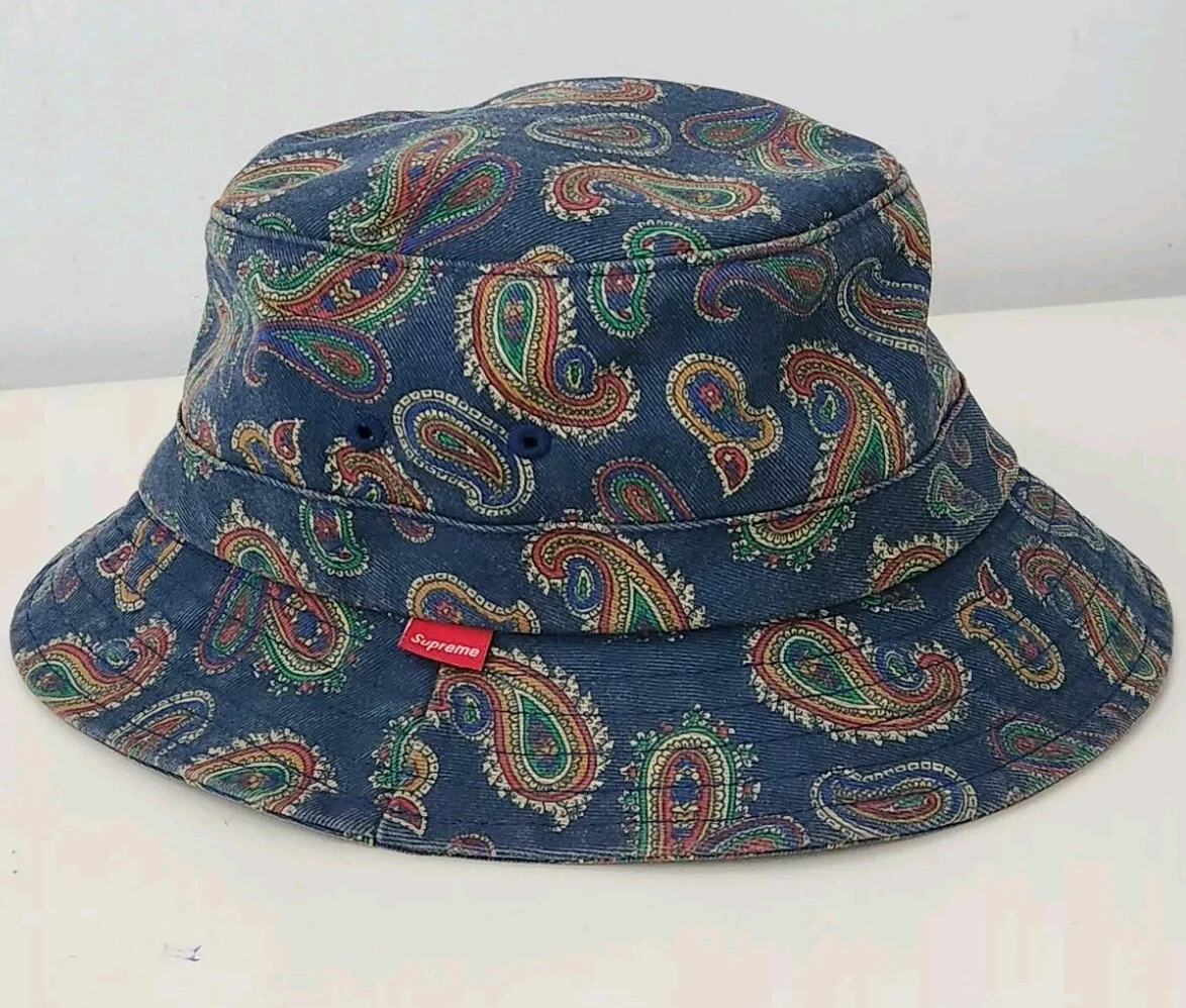 FW13 Supreme Paisley crusher S/M Navy bucket hat small / medium Vintage 2013