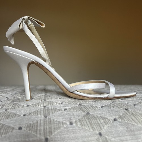 Zapatos sandalia Kate Spade marfil satinado tacón con lazo en lazo en la espalda para mujer talla 8,5 - Imagen 3 de 17