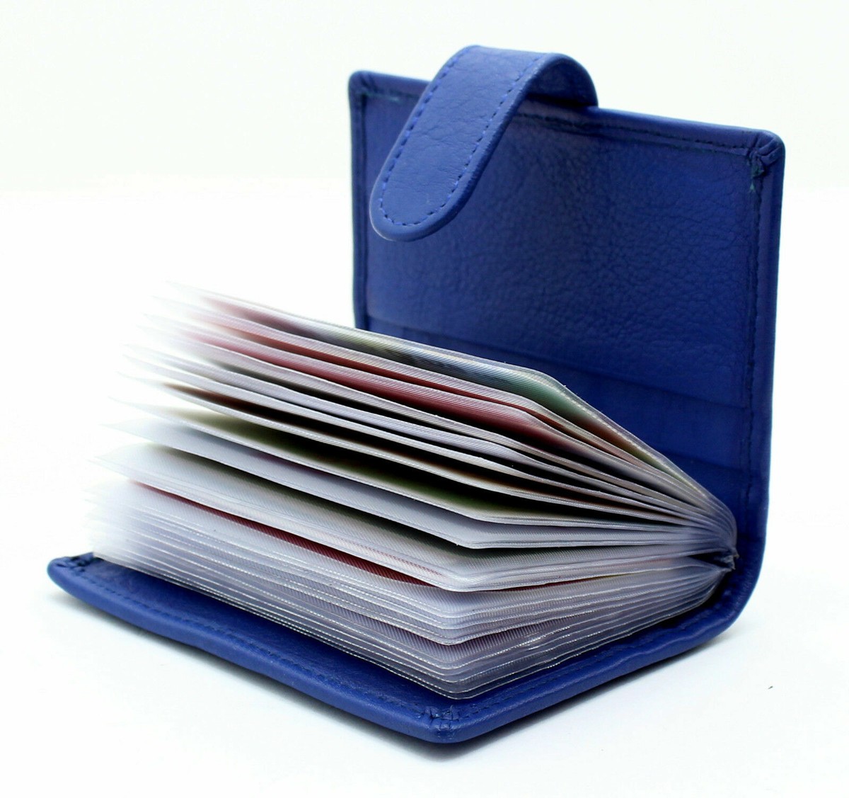 Slim Leather Credit Card Organizer New Ladies Credit Card Holder Genuine  Soft Leather Card Case Wallet 210-Blue