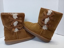 Koolaburra by UGG Youth Girls Sz 4 Shoes Brown Suede Shear Lined Comfort Boots