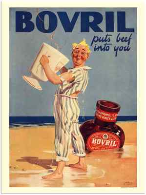 Blechschild 12514 01 Bovril Puts Beef Into You Man On Beach 1925 A5 8x6 Aluminium